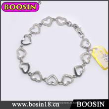 Bracelet manchette élégant en chaîne coeur en métal pour femme # 3965